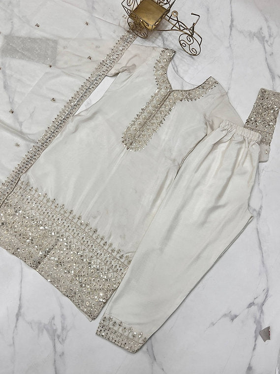 Straight Fit Kurta With Dupatta Set & Trouser