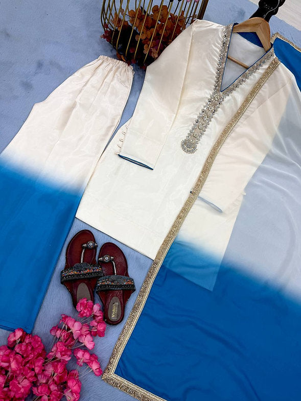 Azure Glow Ivory Suit