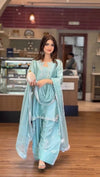 Designer Party Wear Look Pur Glass Satin Top & Farshi Palazzo With Dupatta set