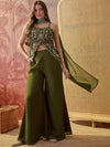Olive Muse Embroidered Sharara Set