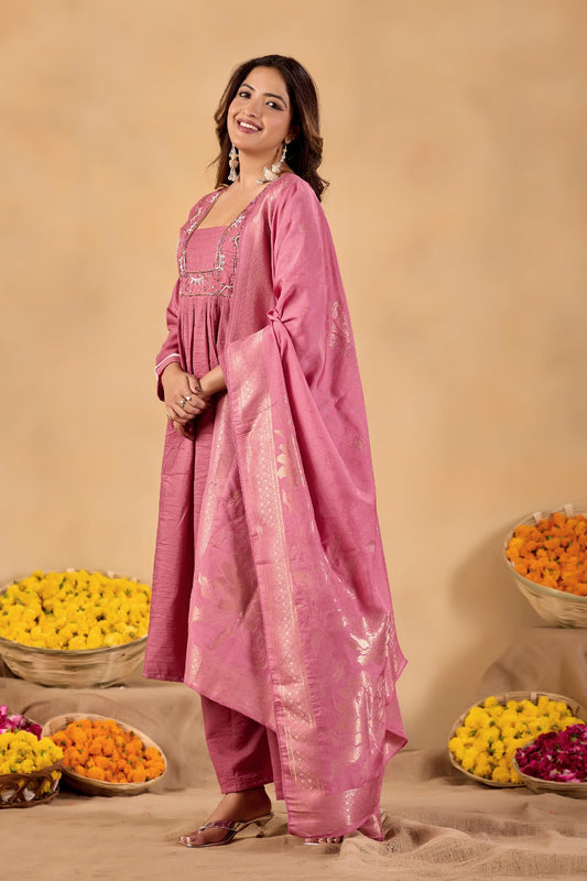 Zariya Blush Cotton Suit Set
