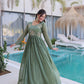 Silver Crunchy Beads Embroidery Gown