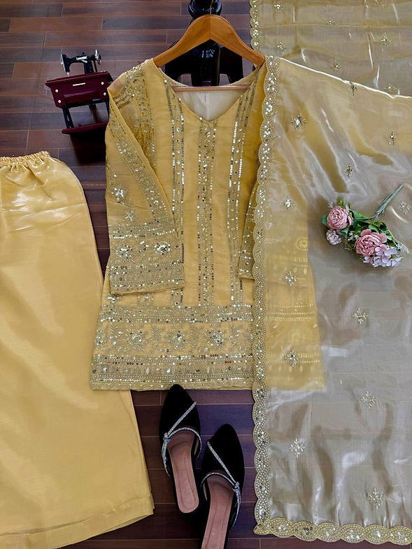 Designed Top Sharara And Dupatta Set