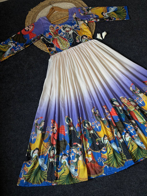 Maslin Kalamkari Print Gown