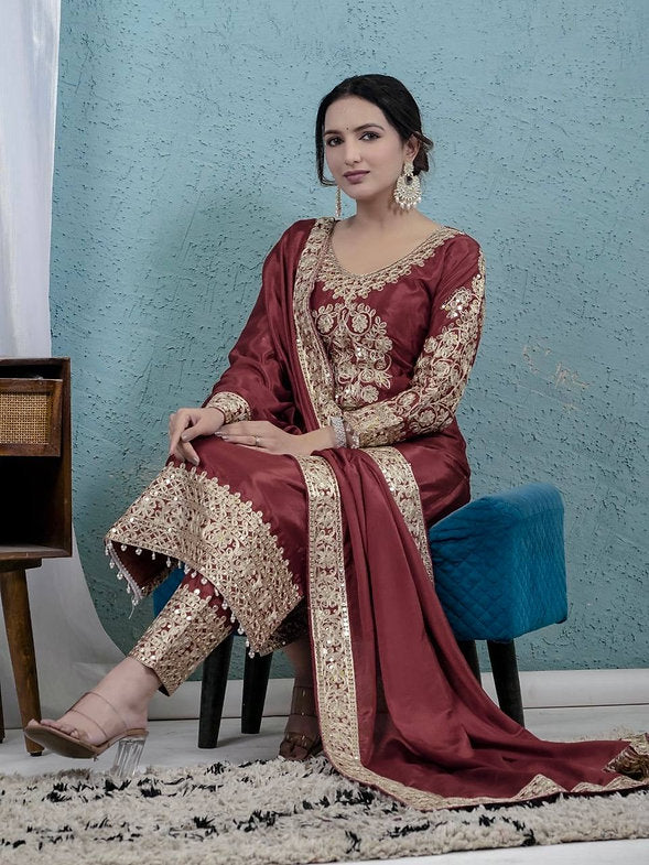 Top Pant And Dupatta Set