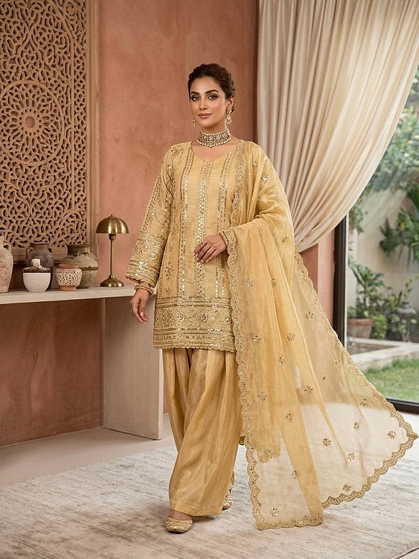 Designed Top Sharara And Dupatta Set