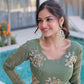 Silver Crunchy Beads Embroidery Gown