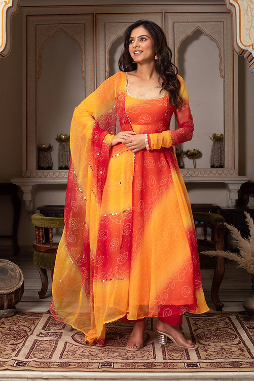 Georgette Chiffon Gown with Dupatta