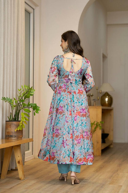 Aqua Bloom Anarkali