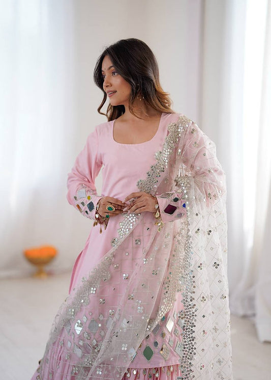 Designed Suit Sharara Dupatta Set (Premium)