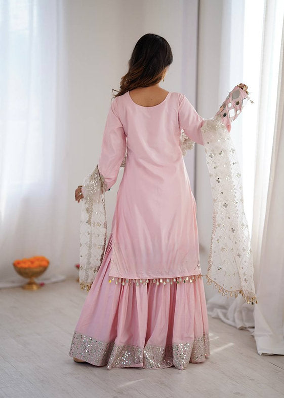 Designed Suit Sharara Dupatta Set (Premium)