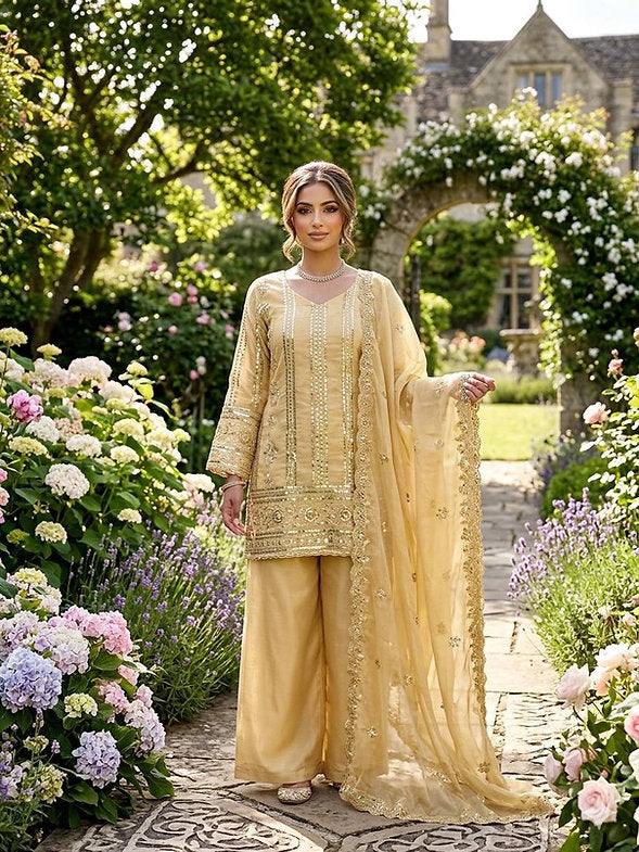 Designed Top Sharara And Dupatta Set