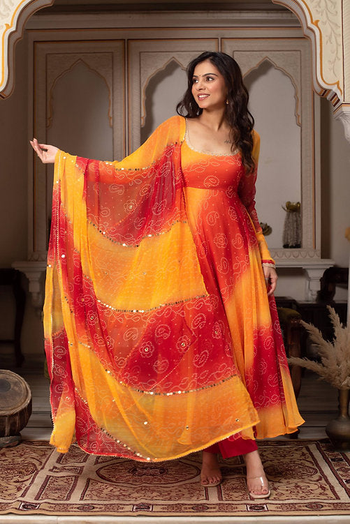 Georgette Chiffon Gown with Dupatta
