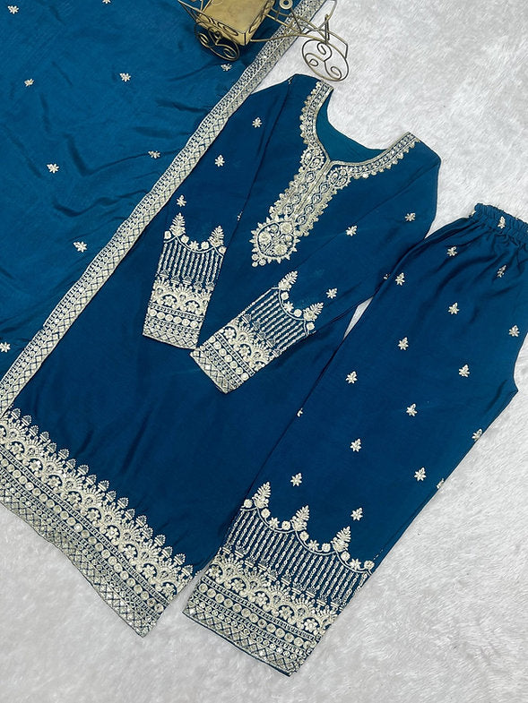 Pure Chinon Embroidery Kurta Set