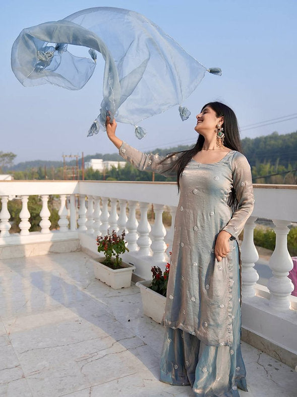 New Ready-Made Kurti Palazzo And Dupatta