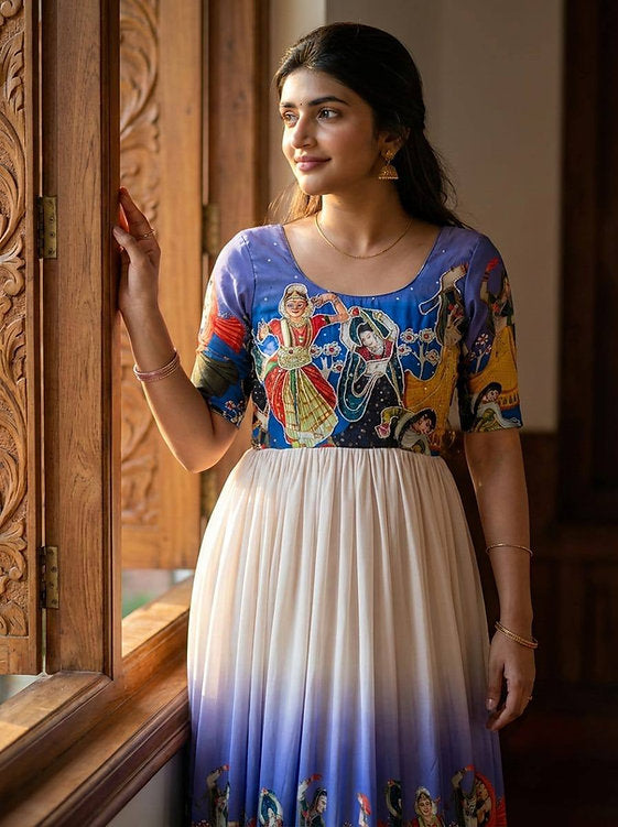 Maslin Kalamkari Print Gown