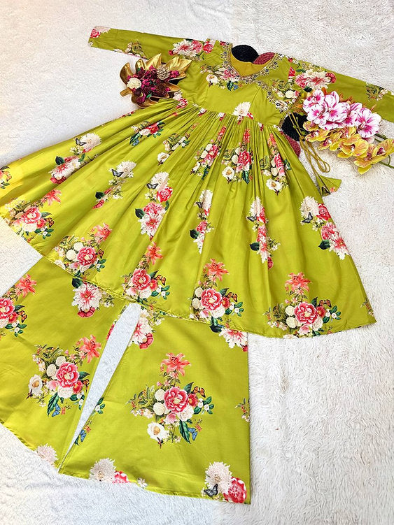 Aditi Rao Celebrity Inspired Floral Kurta Palazzo Set