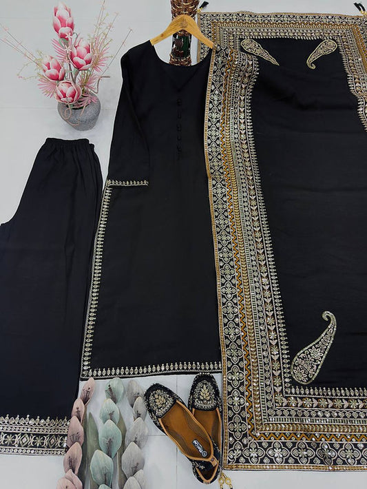 Designer Heavy Embroidery Sequence Work Suit Set