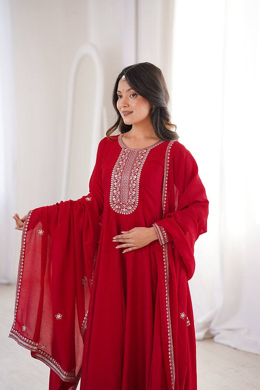 Pure Vichitra Silk Fully Flare Gown
