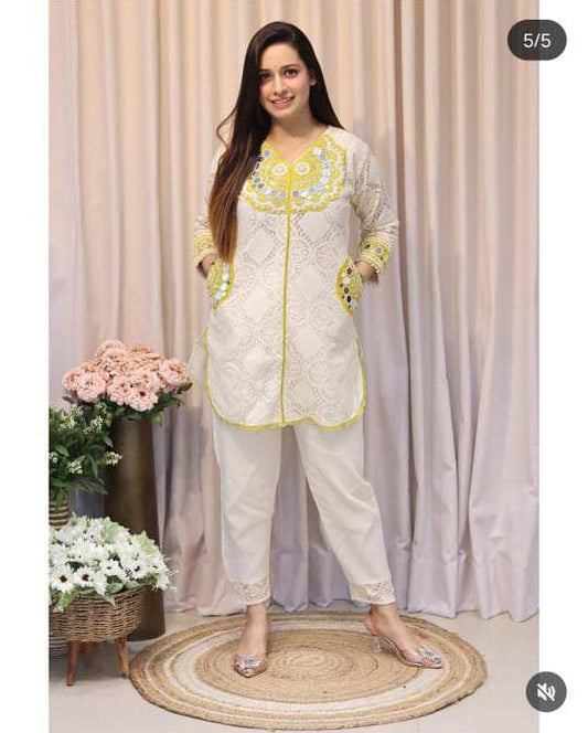 Cotton Shuffle Co-Ord Set With Embroidery