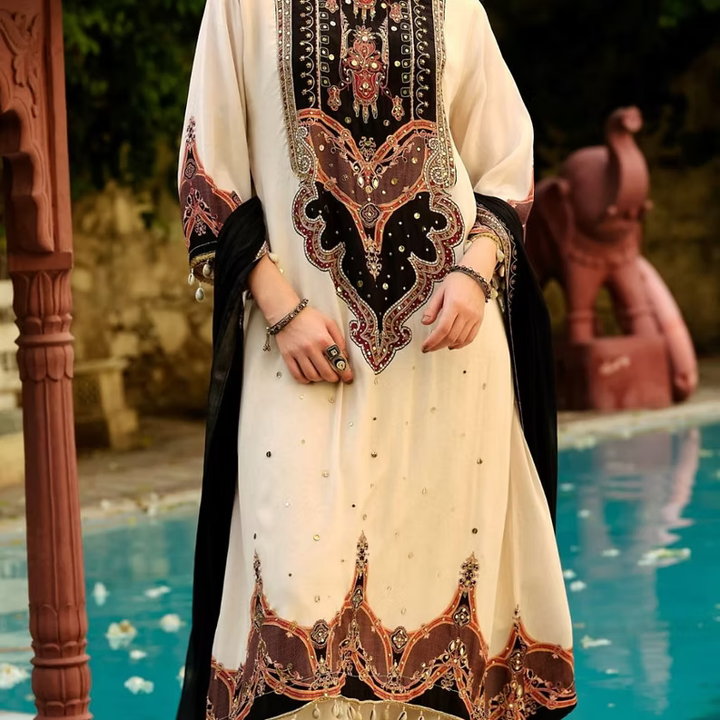 Exquisite Simmer Fabric Pakistani Suit set
