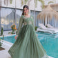 Silver Crunchy Beads Embroidery Gown