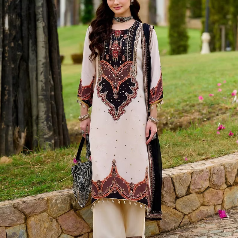 Exquisite Simmer Fabric Pakistani Suit set