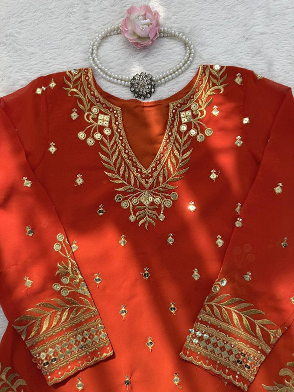 Designed Top Sharara And Dupatta Set (Heavy)