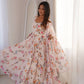 Printed Georgette Gown With Pant & Dupatta