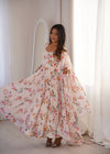 Printed Georgette Gown With Pant & Dupatta