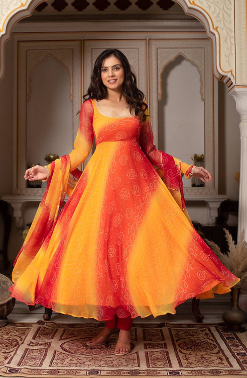 Georgette Chiffon Gown with Dupatta