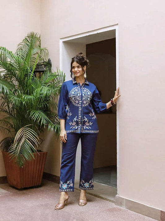 Premium Cotton Flex Embroidery Co-Ord Set