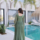 Silver Crunchy Beads Embroidery Gown
