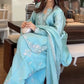 Designer Party Wear Look Pur Glass Satin Top & Farshi Palazzo With Dupatta set
