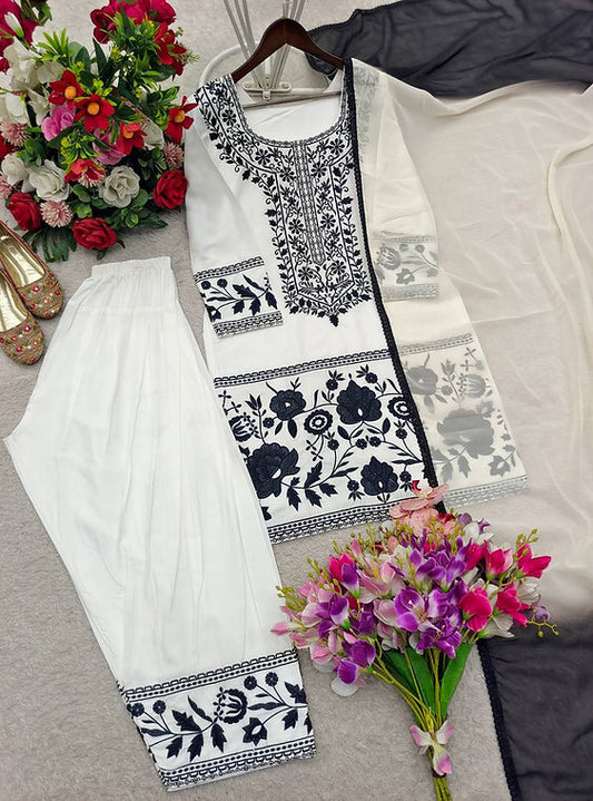 Trending Natural Crepe Top & Farshi Palazzo with dupatta