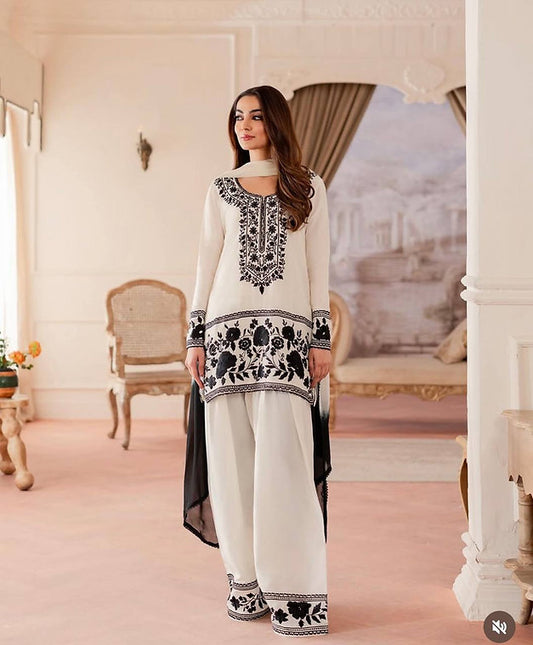Trending Natural Crepe Top & Farshi Palazzo with dupatta