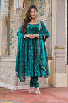 Nayab Green Fendi Silk Suit Set