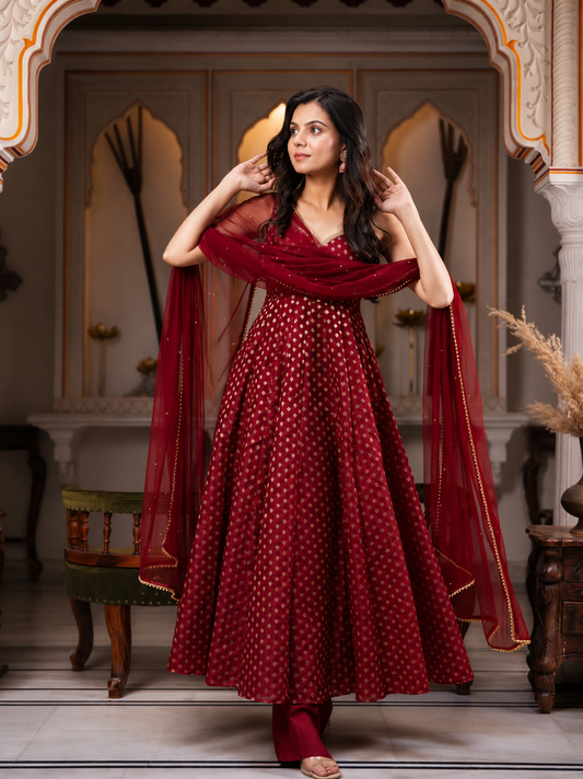 Ruby Raga Anarkali Set