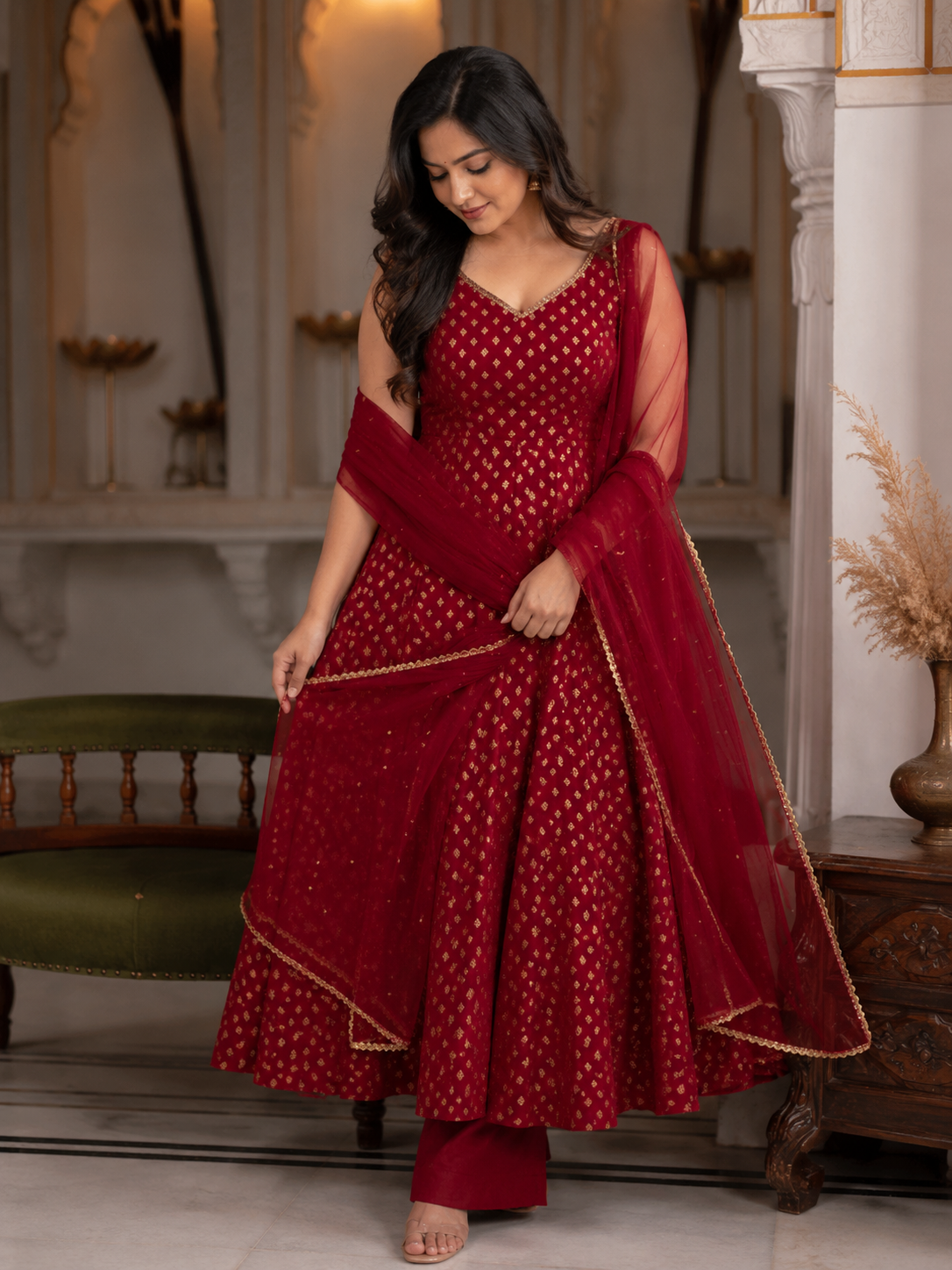 Ruby Raga Anarkali Set
