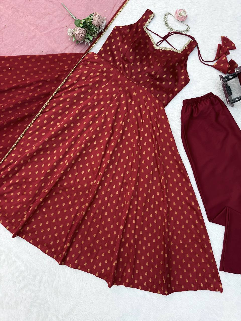 Ruby Raga Anarkali Set