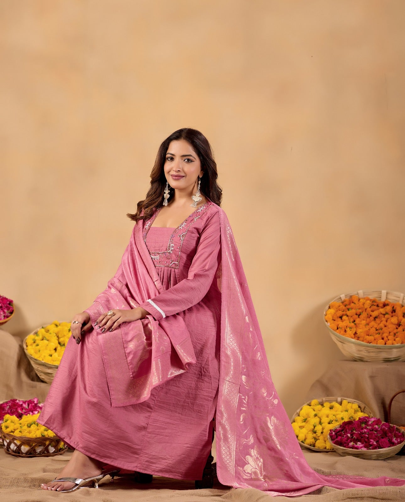 Zariya Blush Cotton Suit Set