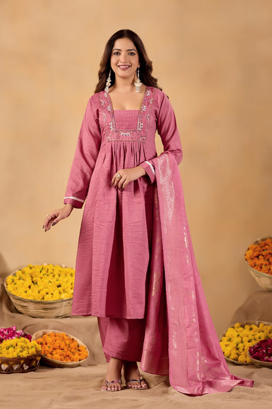 Zariya Blush Cotton Suit Set
