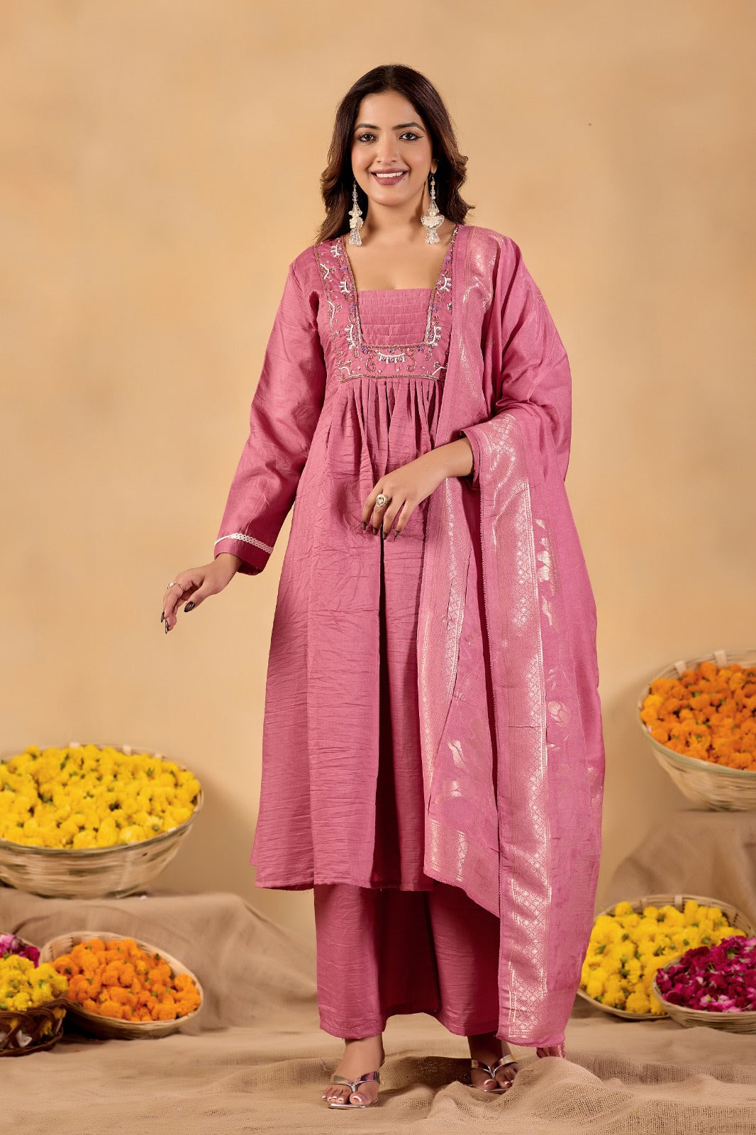 Zariya Blush Cotton Suit Set