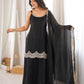 Black Aura Embellished Sharara Set