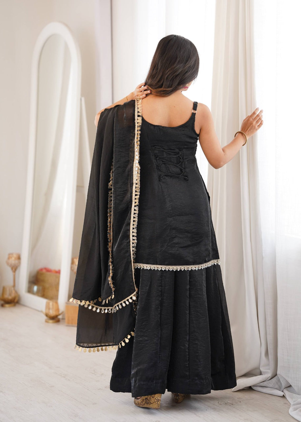 Black Aura Embellished Sharara Set