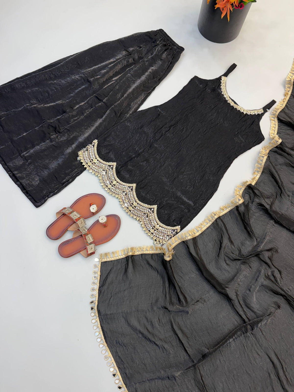 Black Aura Embellished Sharara Set